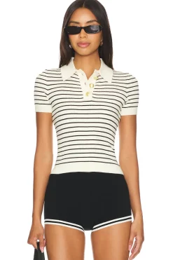 Camelia Stripe Short Sleeve Polo
