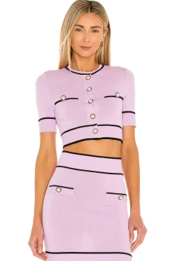 Pearl Short Sleeve Cardigan in Lilac & Purple