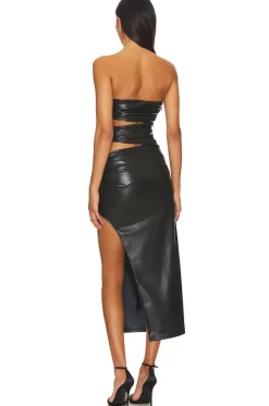 Sabine Faux Leather Midi Dress